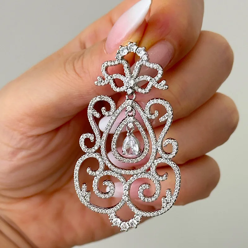 گوشواره طرح جواهر بزرگ کد ۱۲۱۰