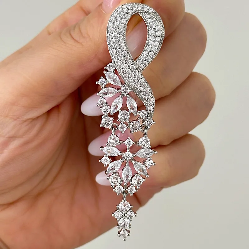 گوشواره طرح جواهر بلند کد ۱۲۱۱