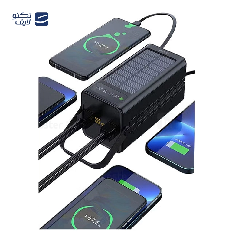پاوربانک خورشیدی گرین لاین مدل Solar X GLPX50 GNSOL50PB60BK ظرفیت 60000 میلی آمپر ساعت